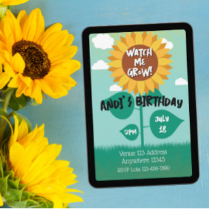 Watch Me Grow Sonnenblume Minimalistischer Geburts Einladung