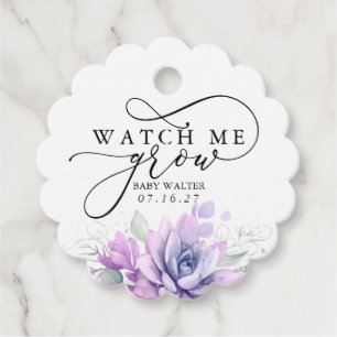 Watch Me Grow - Succulents Greenery Baby Shower Fa Geschenkanhänger