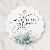 Watch Me Grow - Succulents Greenery Baby Shower Fa Geschenkanhänger (Vorderseite)
