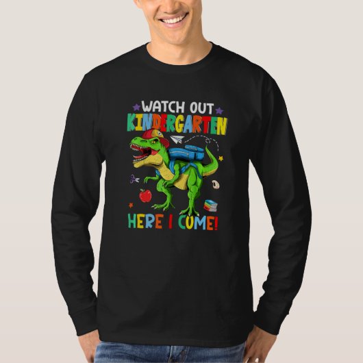 Watch Out Kindergarten Back To School Dinosaur Her T-Shirt (Vorderseite)