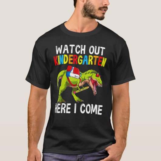 Watch Out Kindergarten Here I Come Dino Rex Back T T-Shirt (Vorderseite)