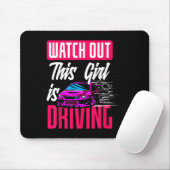 Watch Out This Girl Is Driving Funny New Driver  Mousepad (Mit Mouse)
