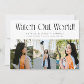 Watch Out World Multi Photo Graduation Ankündigung (Vorderseite)