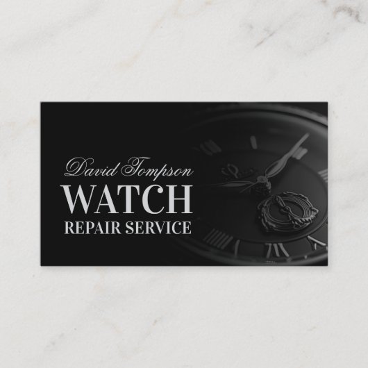 Watch Repair Service Watchmaker Solid Black Visitenkarte (Vorderseite)