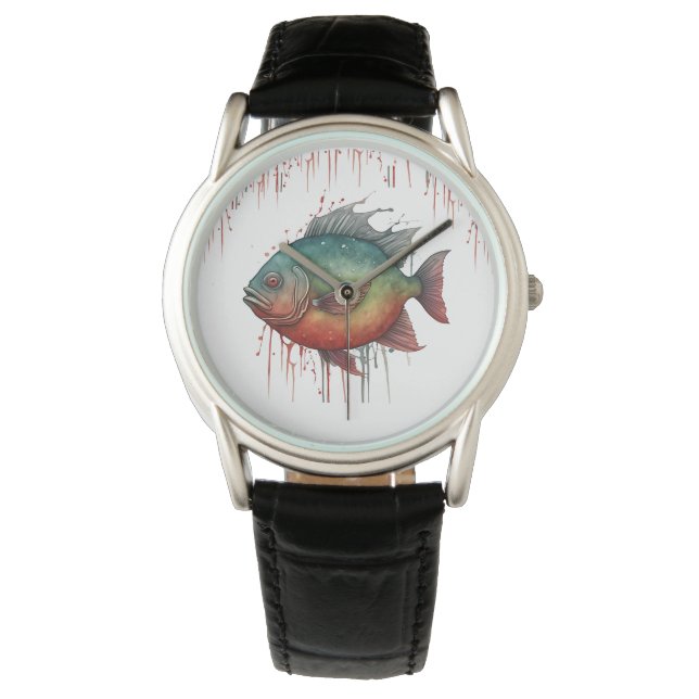 Watch - Wasserfarbenserie: Piranha Armbanduhr (Vorderseite)