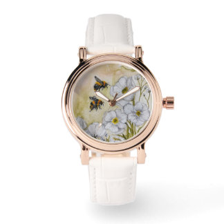 Watch with Original Watercolor Bee Art Armbanduhr