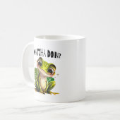 Watcha macht? Funny Curious Frog Kaffeetasse (Vorderseite Links)