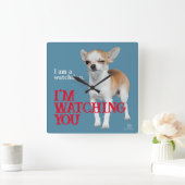 Watchdog Chihuahua - Anpassbar Quadratische Wanduhr (Zuhause)