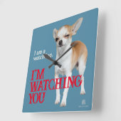 Watchdog Chihuahua - Anpassbar Quadratische Wanduhr (Winkel)