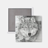 Watchful Eyes Wolf Magnet (Vorderseite/Rückseite)