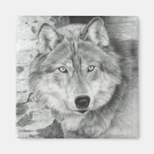 Watchful Eyes Wolf Magnet (Vorne)