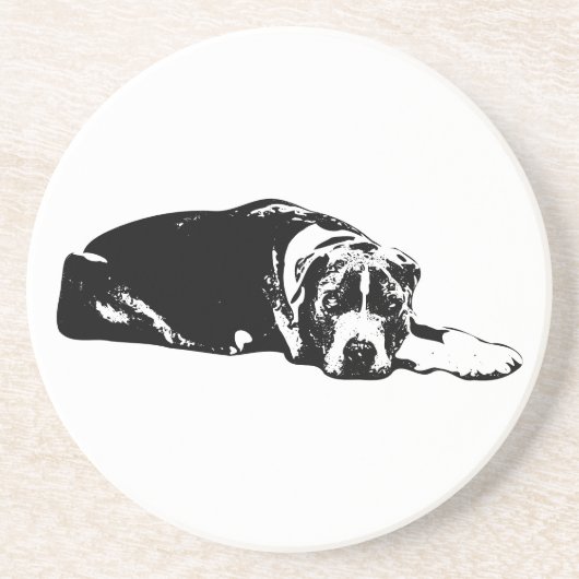 Watchful Pitbull Mix Lying Pose Untersetzer (Vorne)