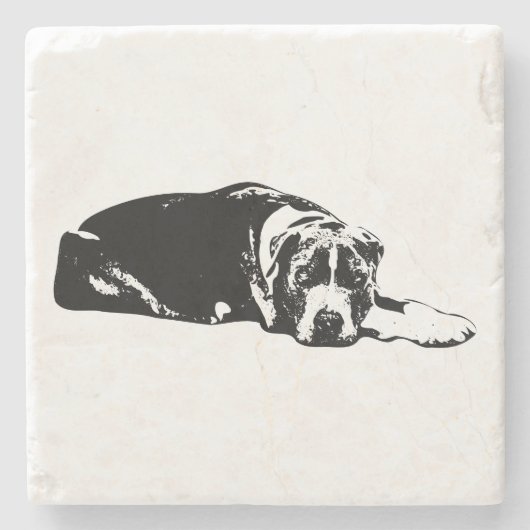 Watchful Pitbull Mix Lying Pose Untersetzer (Vorderseite)