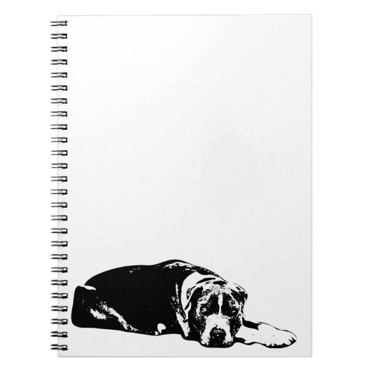 Watchful Pitbull Mix Monochrome Art Notebook Notizblock (Vorderseite)