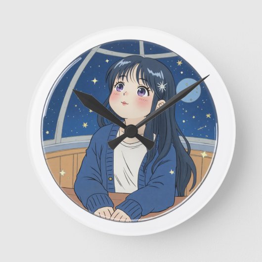 Watching the stars at the planetarium runde wanduhr (Vorderseite)