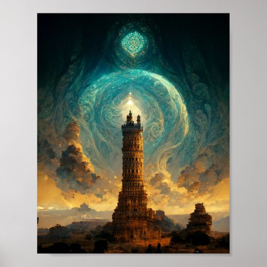 Watchtower of the Gods Fantasy Art Poster (Vorne)