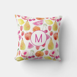 Watecolor Fruit Monogram Kissen