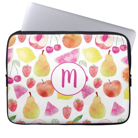 Watecolor Fruit Monogram Laptopschutzhülle (Vorderseite)