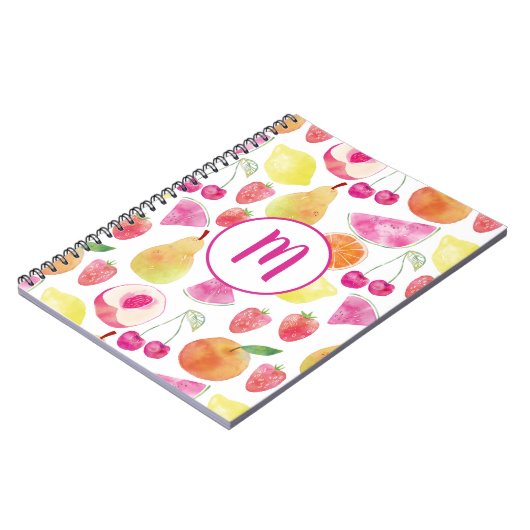 Watecolor Fruit Monogram Notizblock (Linke Seite)