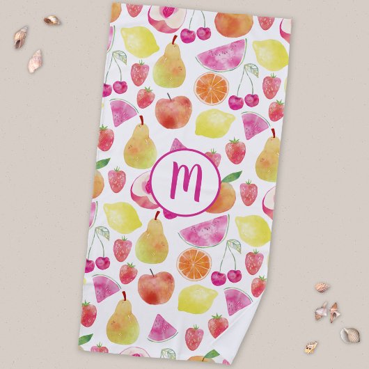 Watecolor Fruit Monogram Strandtuch