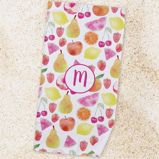 Watecolor Fruit Monogram Strandtuch