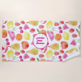 Watecolor Fruit Monogram Strandtuch (Vorderseite)
