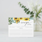 Watecolor Sonnenblumen und Eukalyptus-Rezept-Karte Postkarte (Stehend Vorderseite)