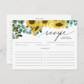 Watecolor Sonnenblumen und Eukalyptus-Rezept-Karte Postkarte (Vorne/Hinten)