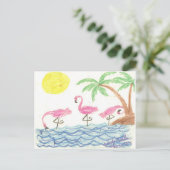 Watende Flamingos Postkarte (Stehend Vorderseite)