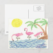 Watende Flamingos Postkarte (Vorne/Hinten)