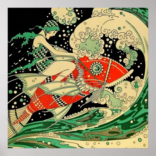 "Water" Art Deco von Jose Carlos Poster (Vorne)