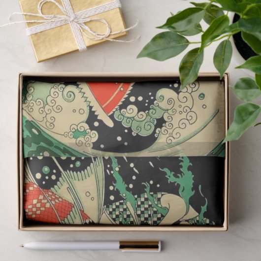 "Water" Art Deco von Jose Carlos Seidenpapier (Geschenk)