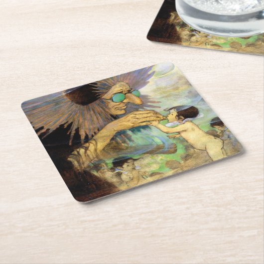 Water Baby and Fairy, Jessie Willcox Smith Rechteckiger Pappuntersetzer (angewinkelt)