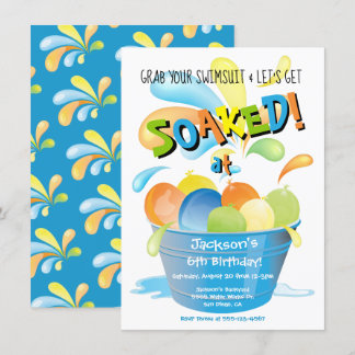 Water Balloon Birthday Party Einladung