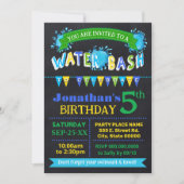 Water Bash Birthday Party Blue Green Chalkboard Einladung (Vorderseite)