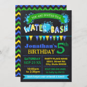 Water Bash Birthday Party Blue Green Chalkboard Einladung (Vorne/Hinten)