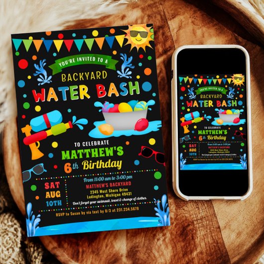 Water Bash Summer Boy Geburtstagsparty Einladung