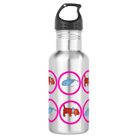 Water Bottle - Circles with Whale and Dog Edelstahlflasche (Vorderseite)