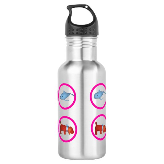 Water Bottle - Circles with Whale and Dog Edelstahlflasche (Rückseite)