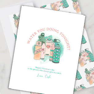 Water Bottle Funny Valentine's Day Holiday Card Feiertagskarte