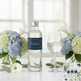 Water Bottle Label Chic Navy Gold 80th Birthday Wasserflaschenetikett