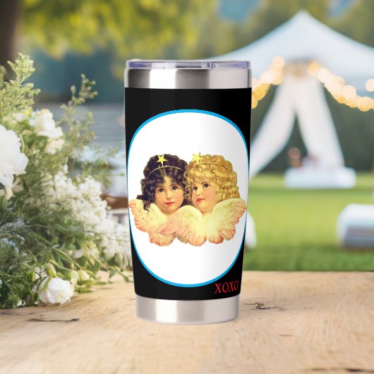 WATER BOTTLE TUMBLER TWIN ANGELS XOXO  THERMOBECHER (Hochzeit (gedreht))