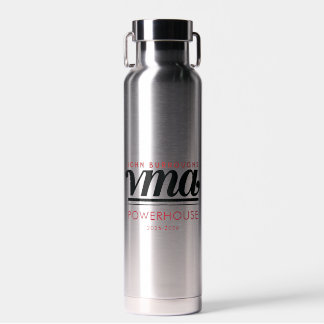 Water Bottle with Black Cursive Name, Phone, Year Trinkflasche
