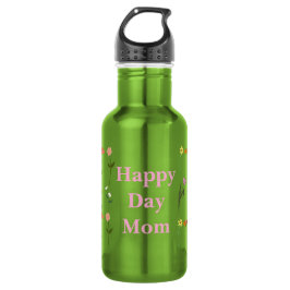 Water Bottle with Floral Motifs and Mother's Day Q Edelstahlflasche