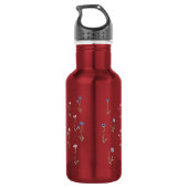 Water Bottle with Minimalist Floral Design and Mot Edelstahlflasche (Rückseite)