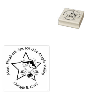 Water Buffalo Carabao in einer Black Star Zuhause- Gummistempel