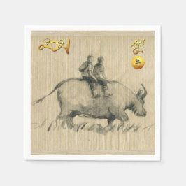 Water Buffalo Children Chinesisch Ox Year 2021 PN Serviette