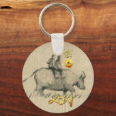 Water Buffalo Children Chinesisch Ox Year 2021 RK Schlüsselanhänger (Vorderseite)