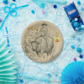 Water Buffalo Kid Chinesisch Ox Year 2021 PP Pappteller (Party)