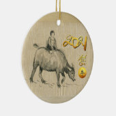 Water Buffalo Kind Chinesisch Ox Jahr 2021 CRO CRO Keramik Ornament (Rechts)